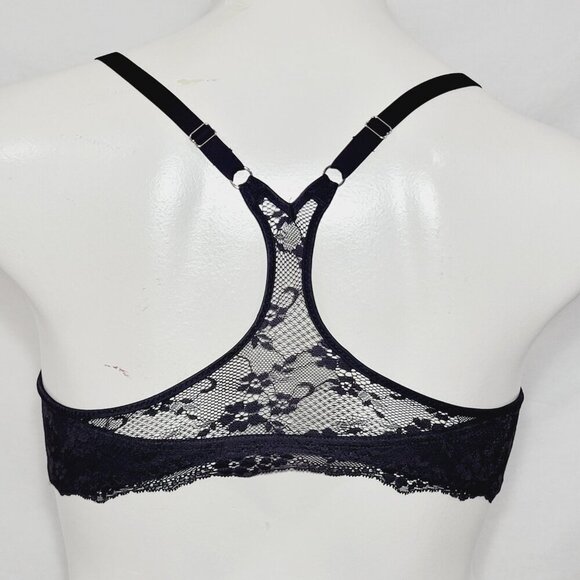 36DD Maidenform 7112 Front Close Lace Trim Underwire Bra Black - Picture 4 of 5